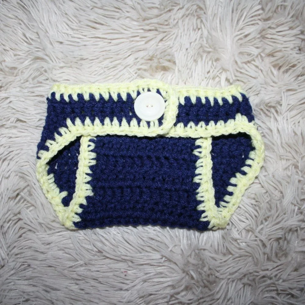 💙 NAVY + YELLOW DIAPER COVER · 0–3 MO 💛